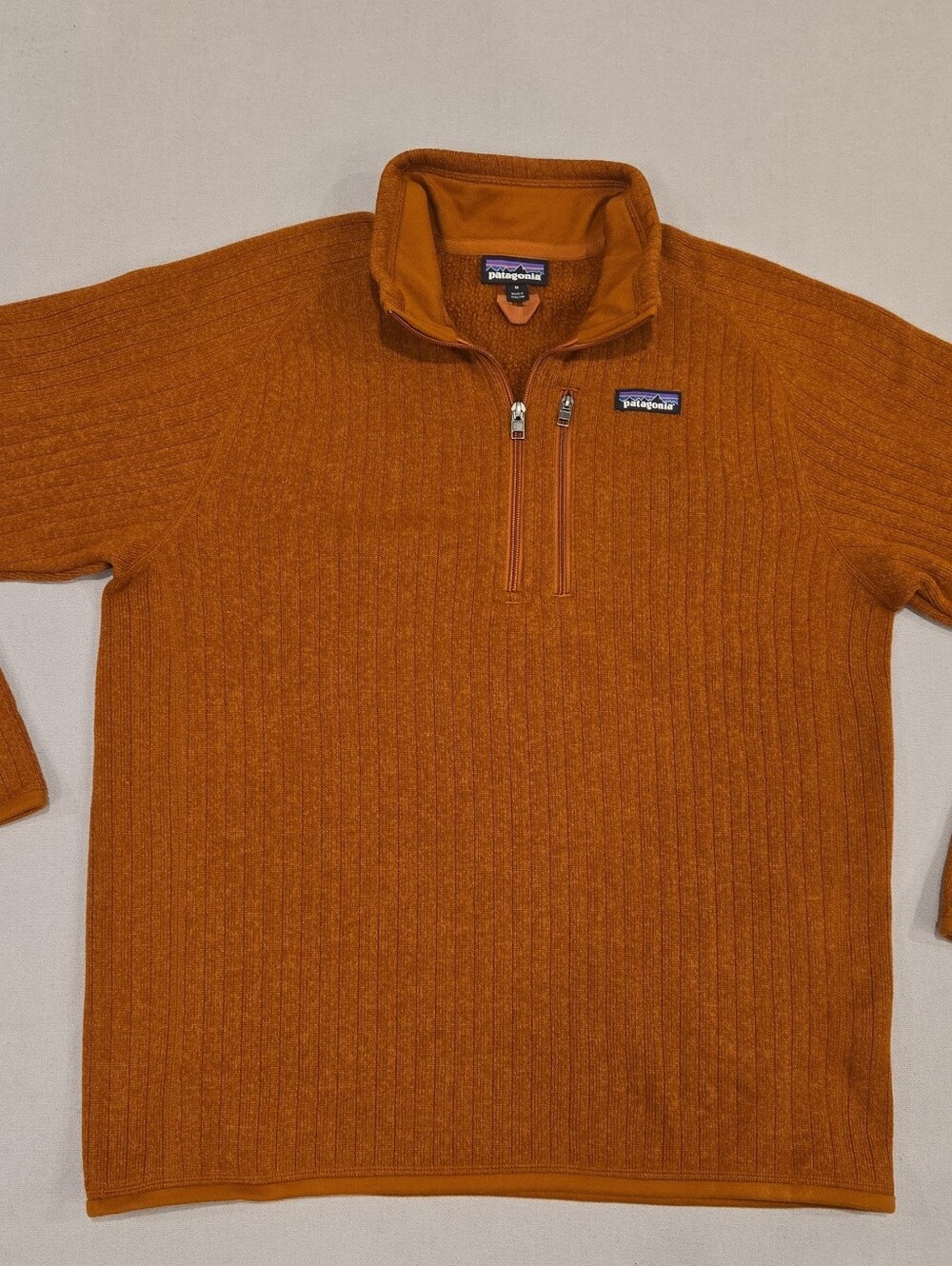 Patagonia Better Sweater Rib Knit 1/4 Zip Pullover Rust Brown Men’s M Sty25300